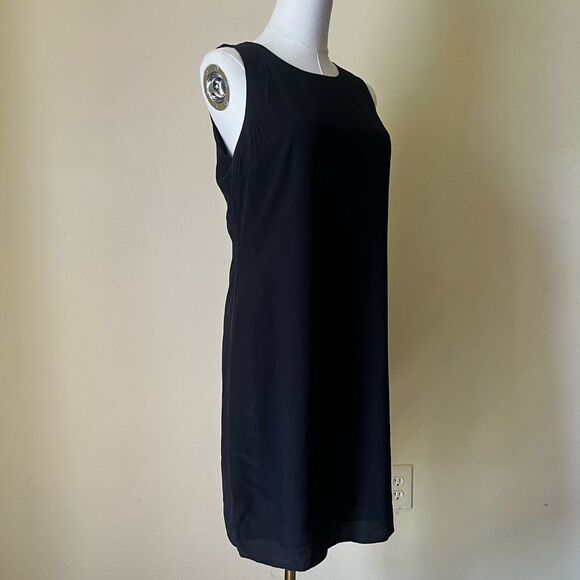 Cynthia Rowley 100% Silk Black Shift Dress Size 4 Cut Out Back Detail‎ - Picture 8 of 9
